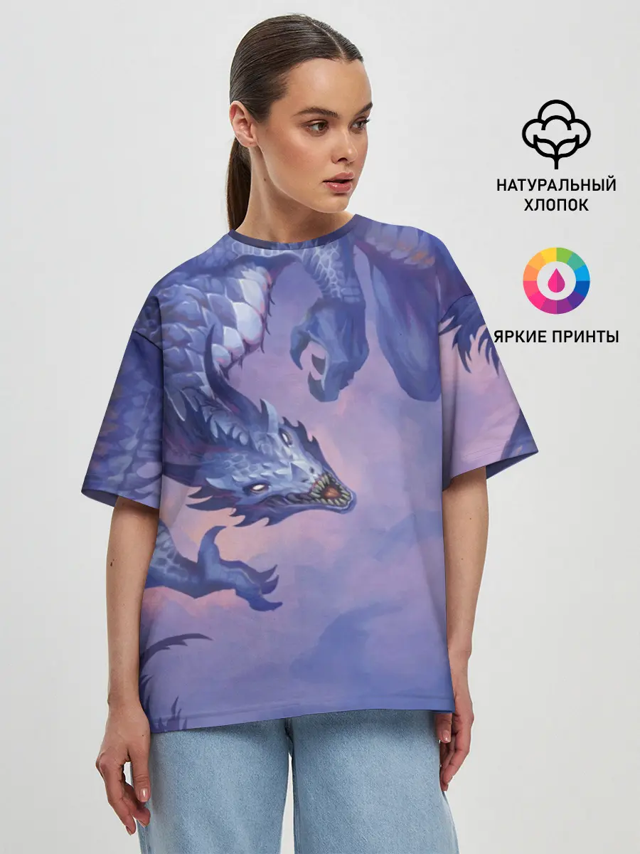Женская футболка оверсайз / Дракон воды