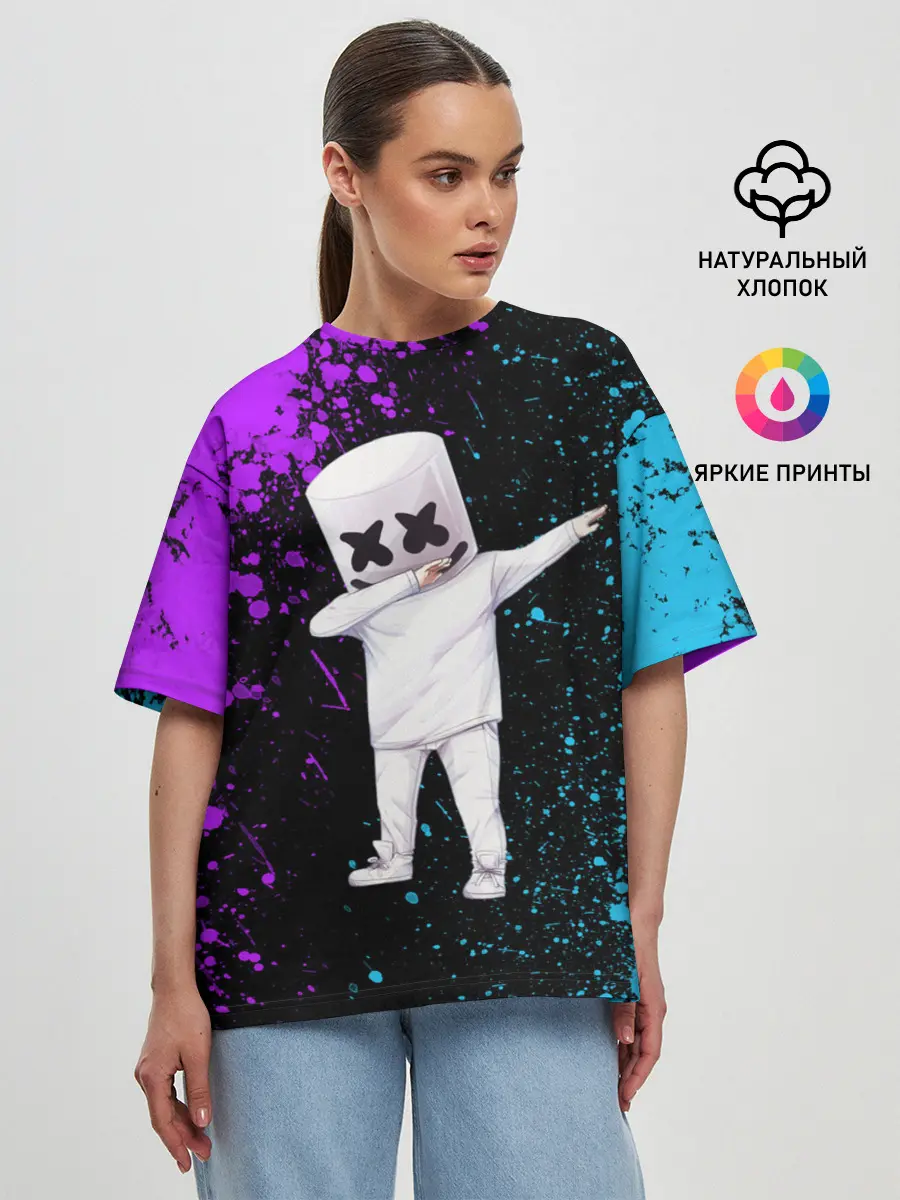 Женская футболка оверсайз / MARSHMELLO