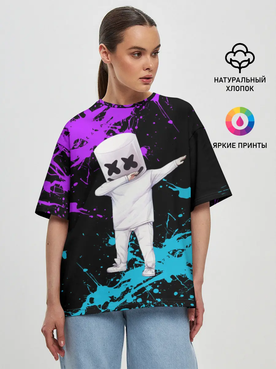 Женская футболка оверсайз / MARSHMELLO