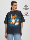 Женская футболка оверсайз / Лисы-геймеры