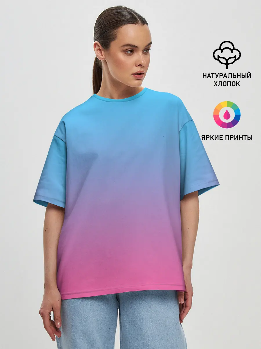 Женская футболка оверсайз / Текстура Неоновая