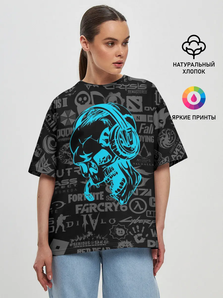 Женская футболка оверсайз / Геймер | Все Игры