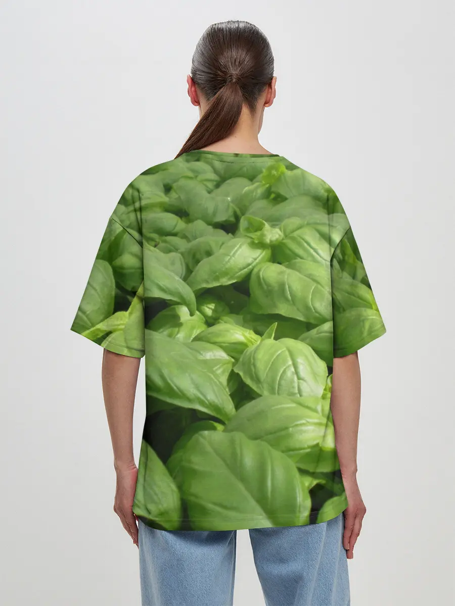 Женская футболка оверсайз / Неоновый базилик