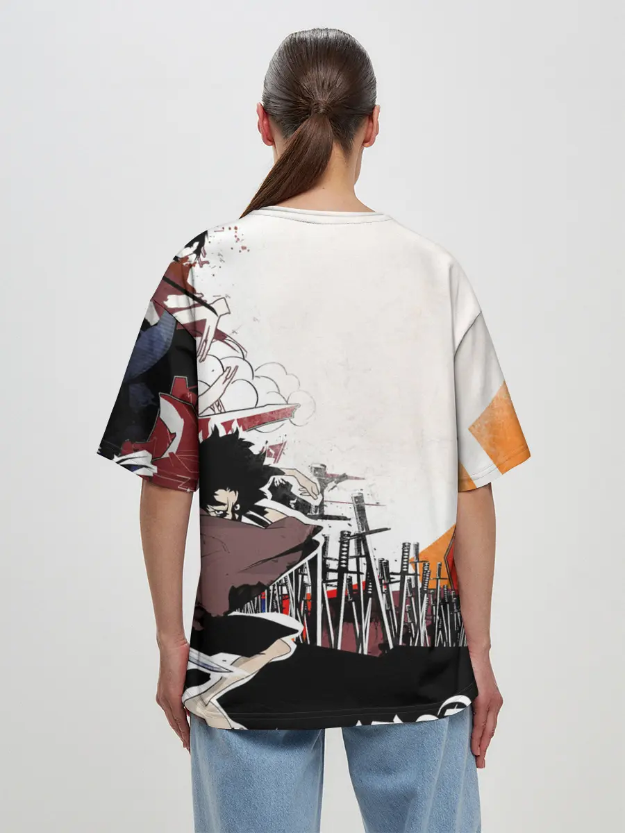 Женская футболка оверсайз / Афросамурай аниме