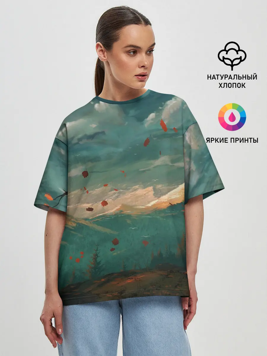 Женская футболка оверсайз / Горы