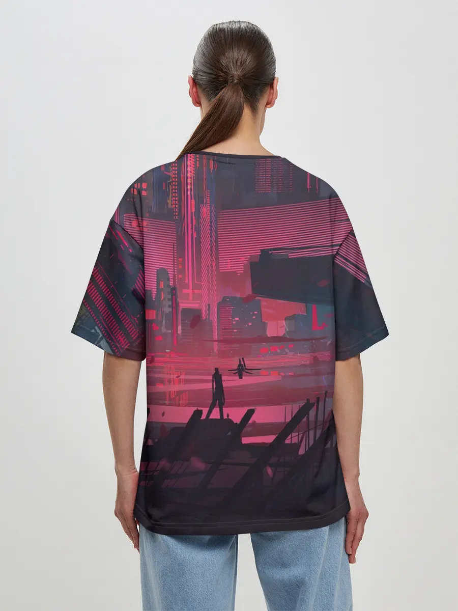 Женская футболка оверсайз / Город Будущего