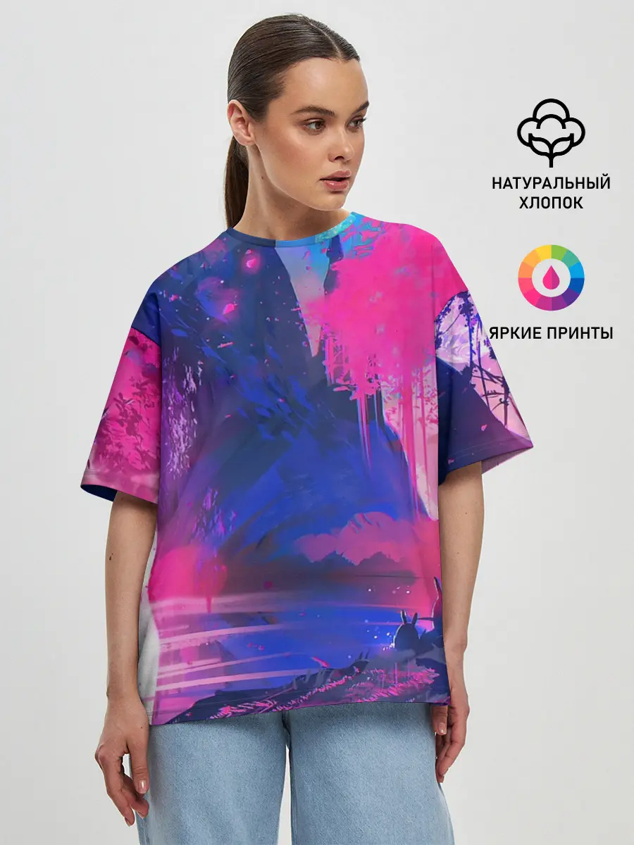 Женская футболка оверсайз / Неоновые Краски