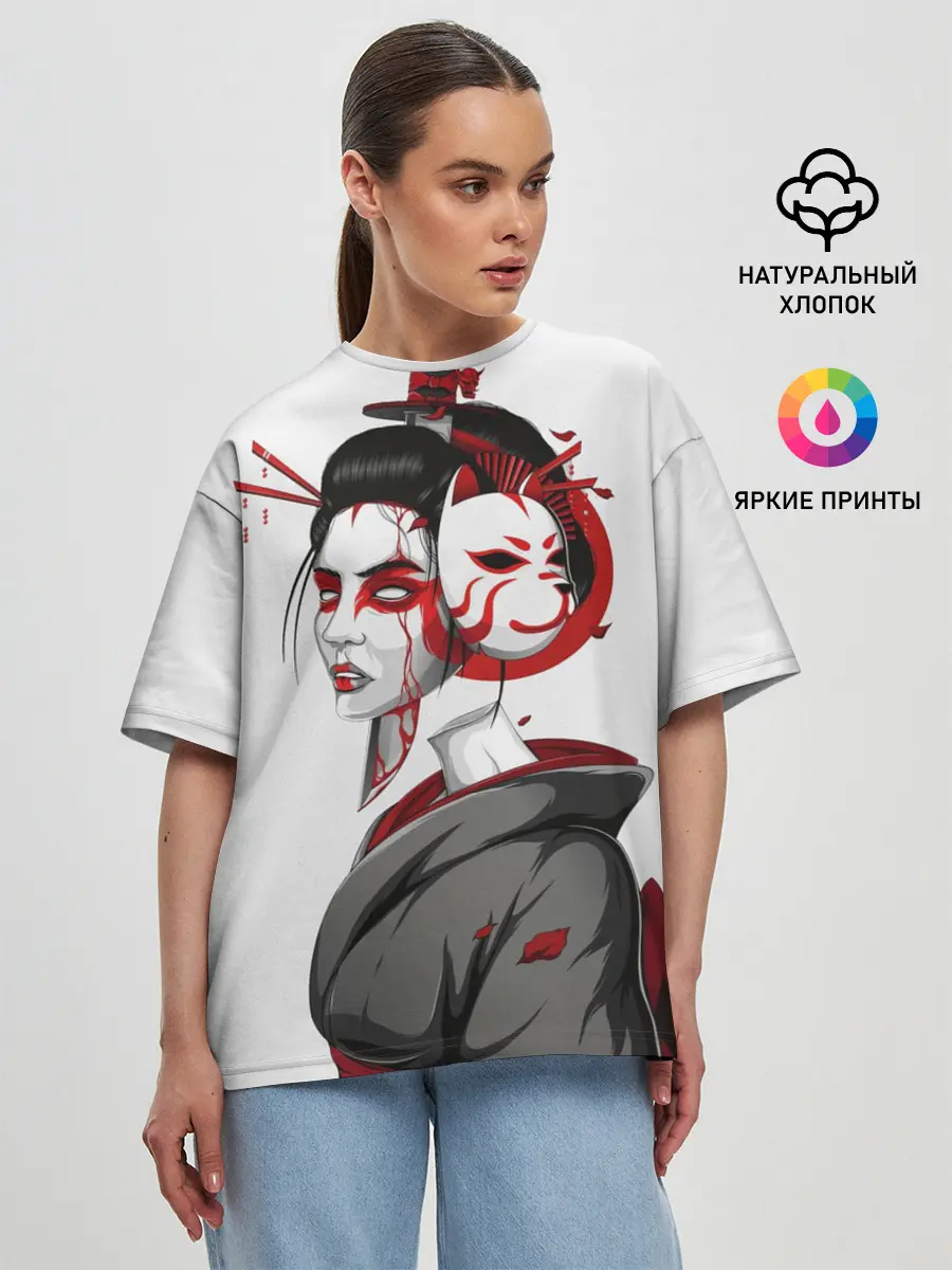 Женская футболка оверсайз / Гейша