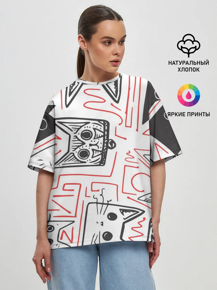 Женская футболка оверсайз / Cats