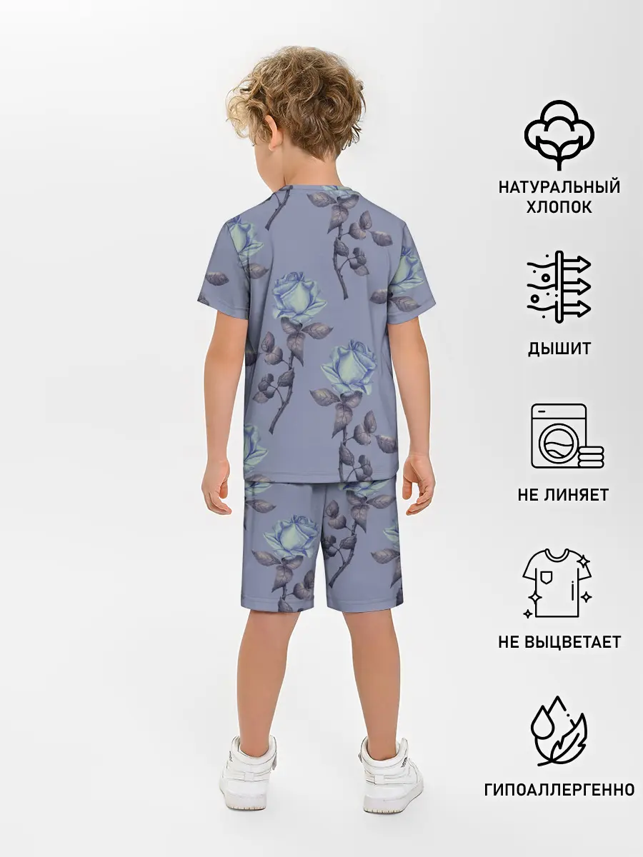 Детская пижама с шортами / Голубые розы