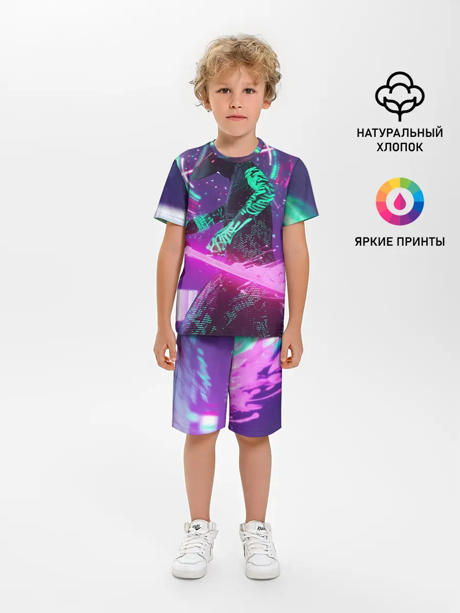 Детская пижама с шортами / Неоновый Самурай