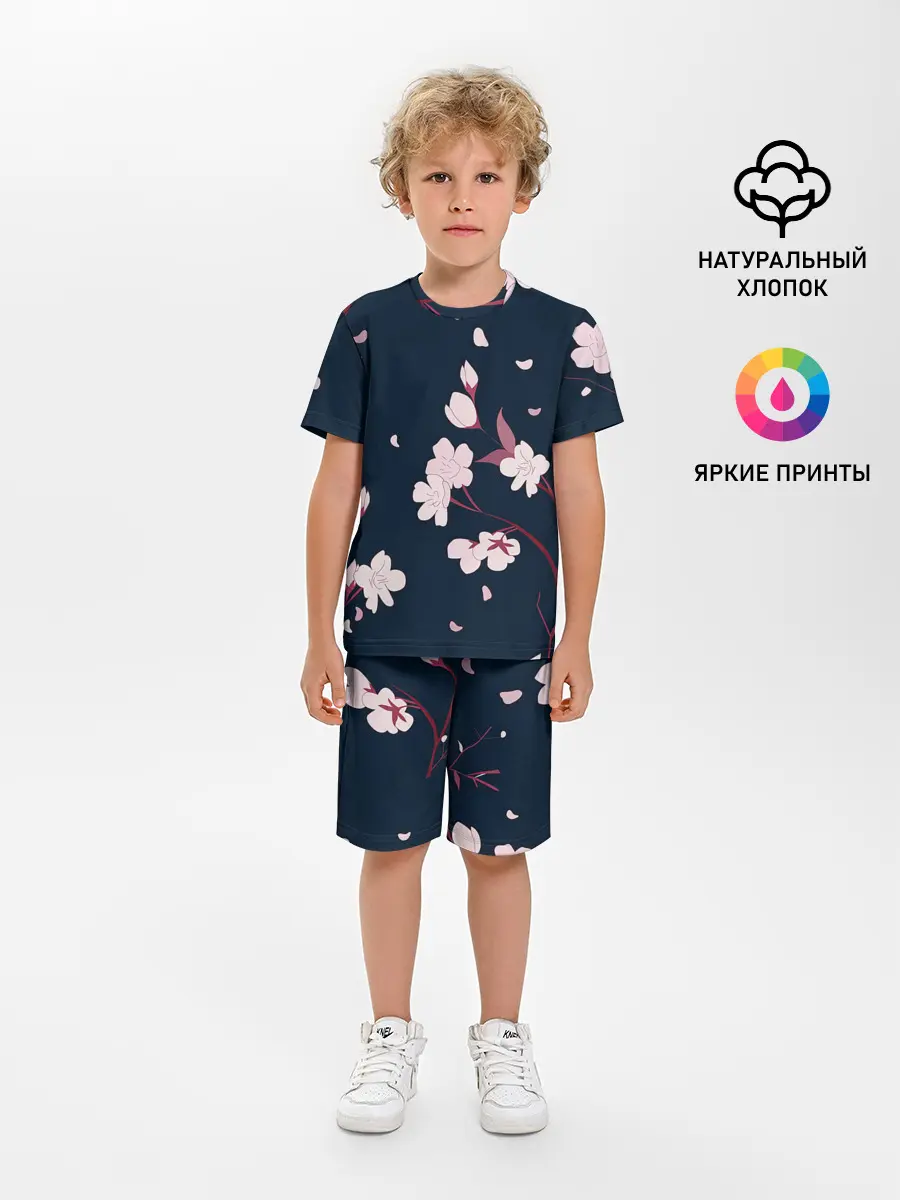 Детская пижама с шортами / Веточки сакуры