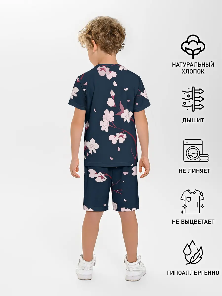 Детская пижама с шортами / Веточки сакуры