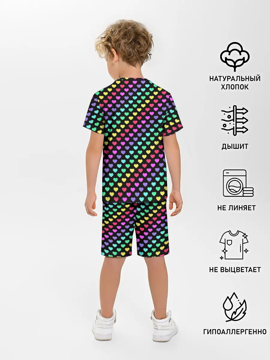 Детская пижама с шортами / Радужные сердечки