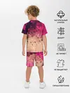 Детская пижама с шортами / Бежево-малиновый абстрактный