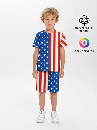 Детская пижама с шортами / Американский Флаг