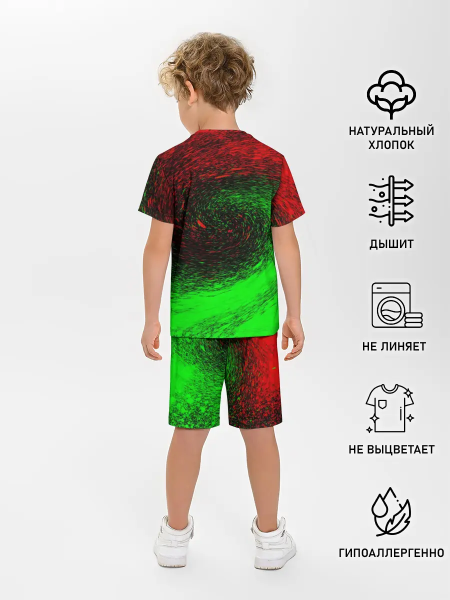 Детская пижама с шортами / КРАСНАЯ И ЗЕЛЕНАЯ КРАСКА