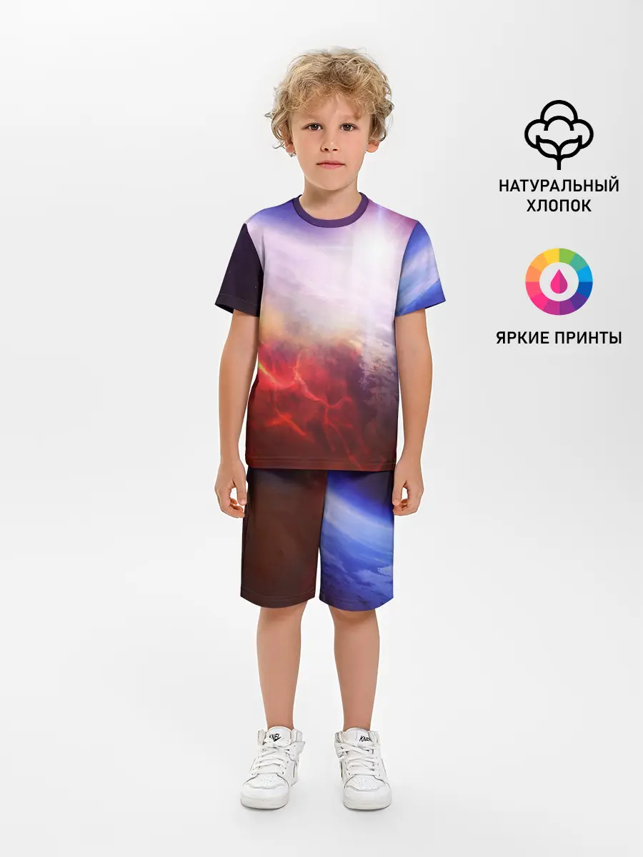 Детская пижама с шортами / Звезды в неоне