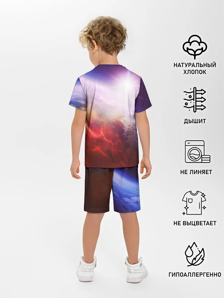 Детская пижама с шортами / Звезды в неоне