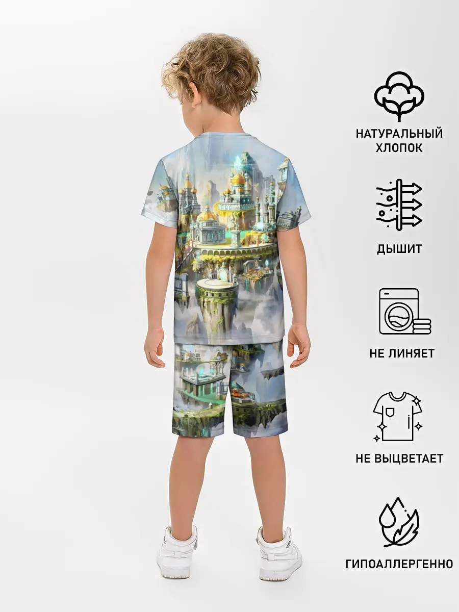 Детская пижама с шортами / Город в небе