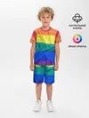 Детская пижама с шортами / Радуга - мятая ткань полотно