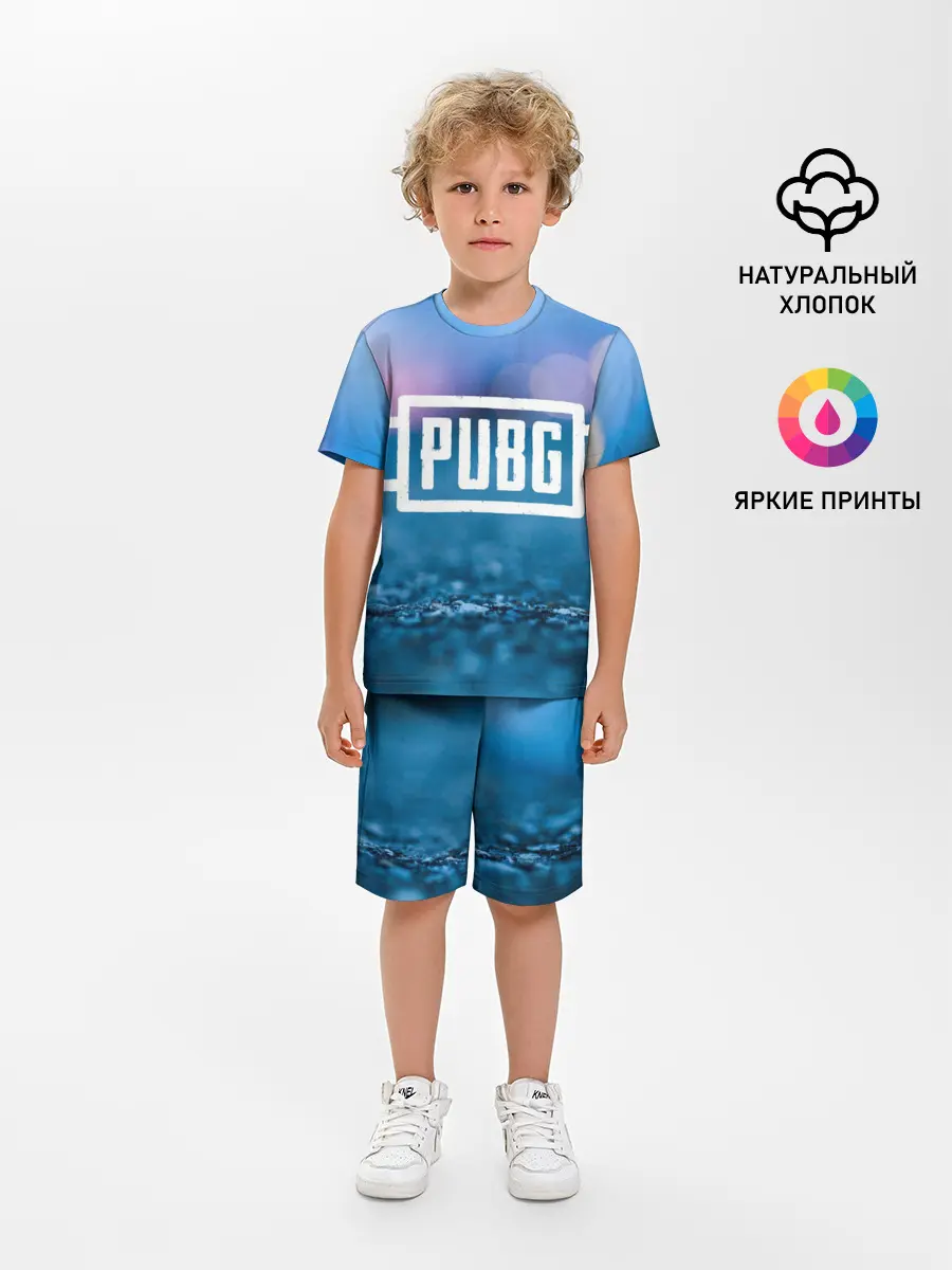 Детская пижама с шортами / PUBG light blue