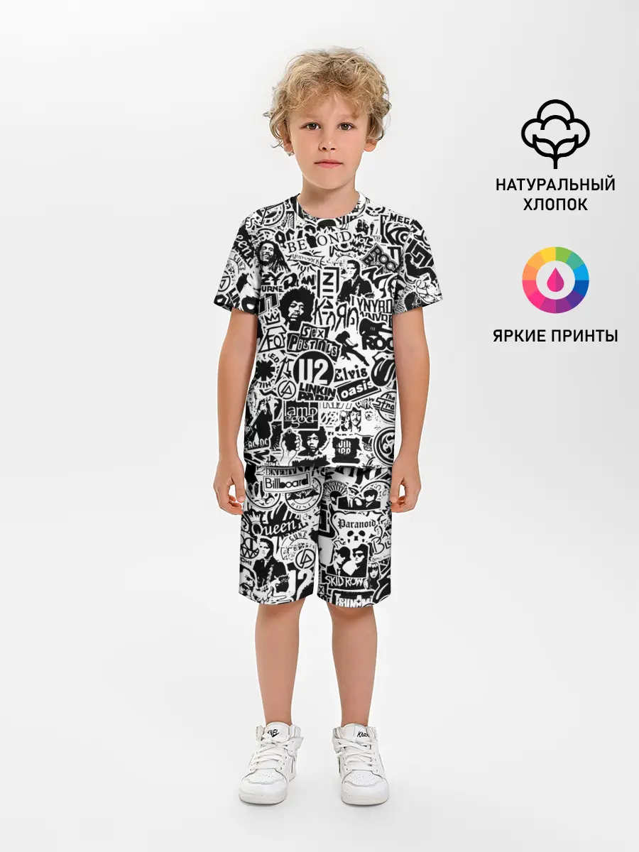 Детская пижама с шортами / Rock Band Logos