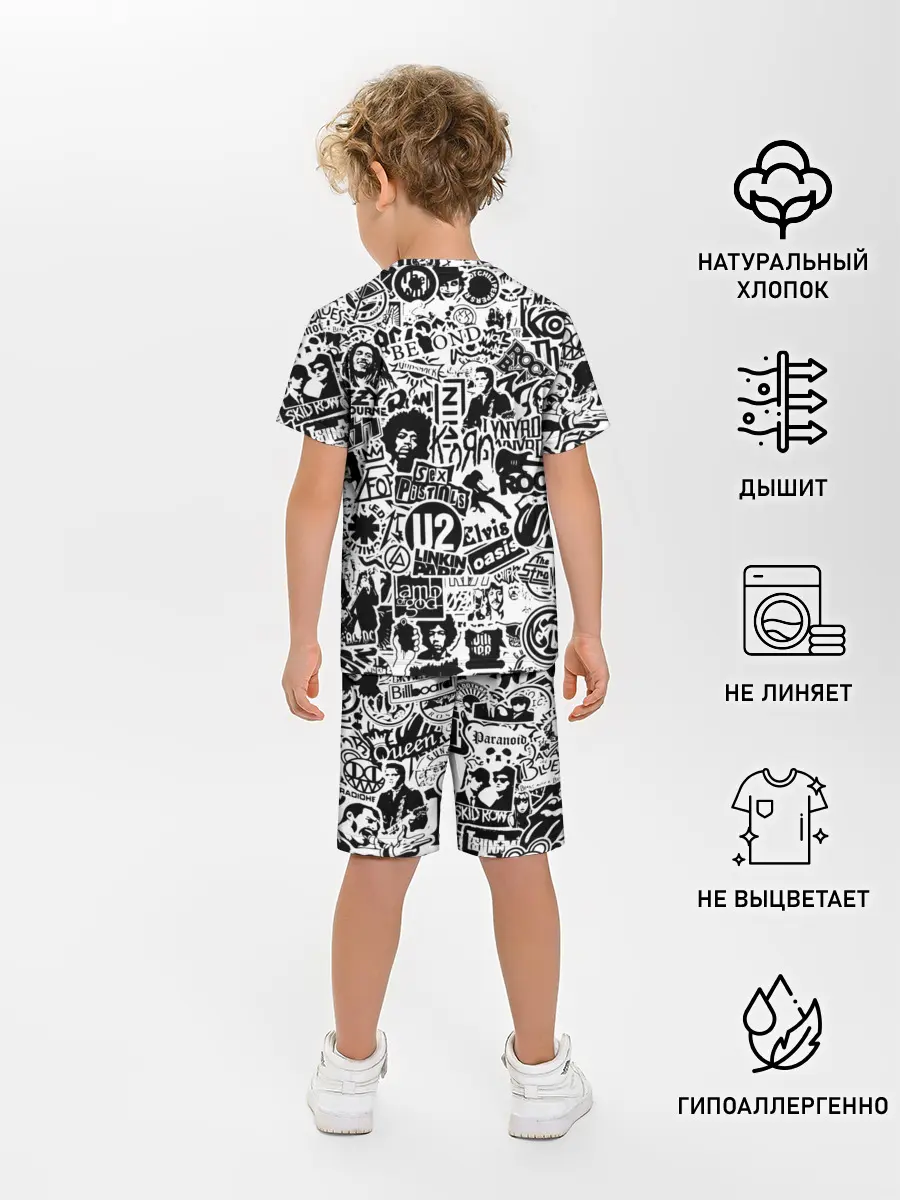 Детская пижама с шортами / Rock Band Logos