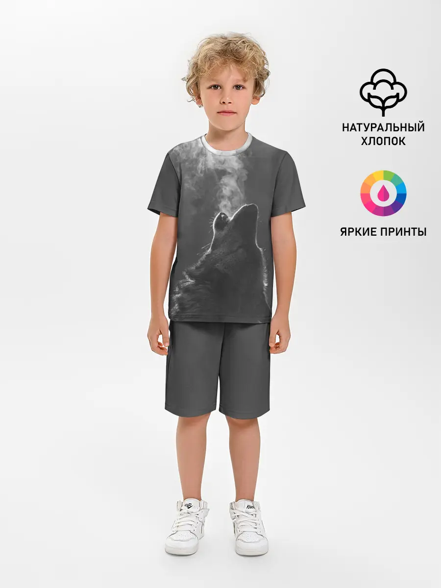 Детская пижама с шортами / Воющий волк