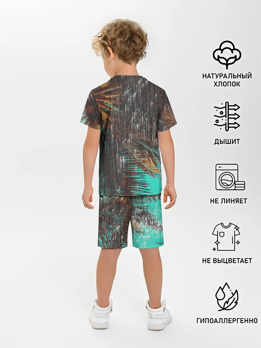 Детская пижама с шортами / Palm glitch art