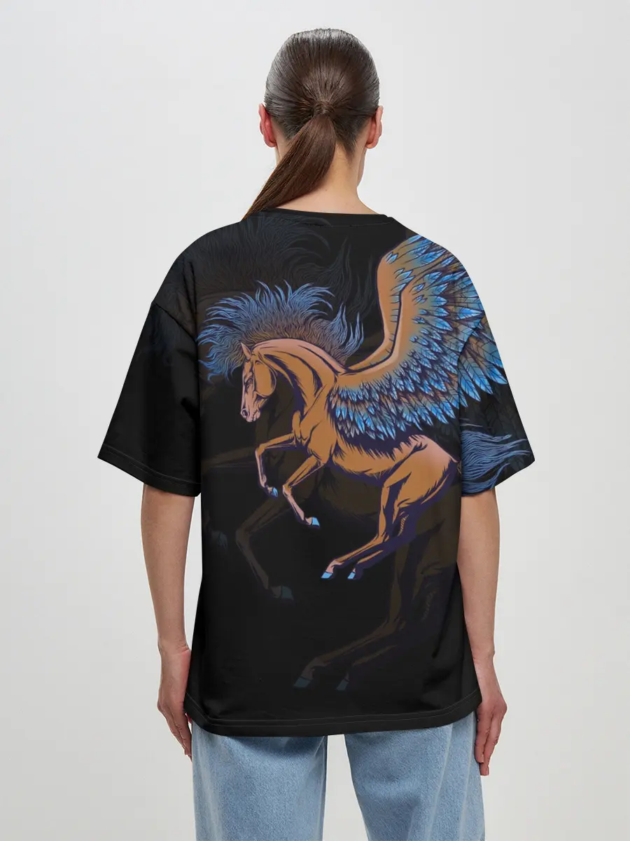 Женская футболка оверсайз / Pegasus wings