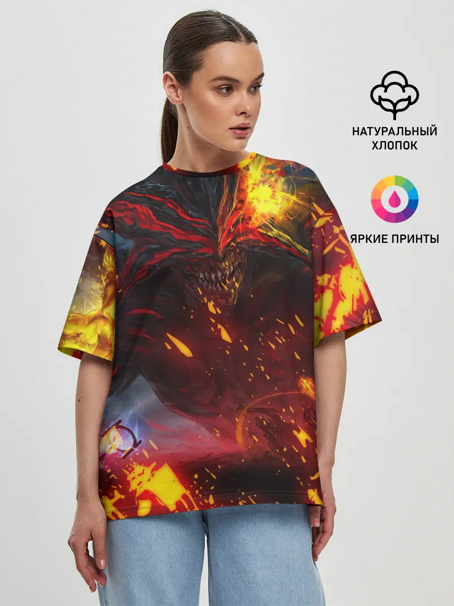 Женская футболка оверсайз / Path of Exile | Fire Demon