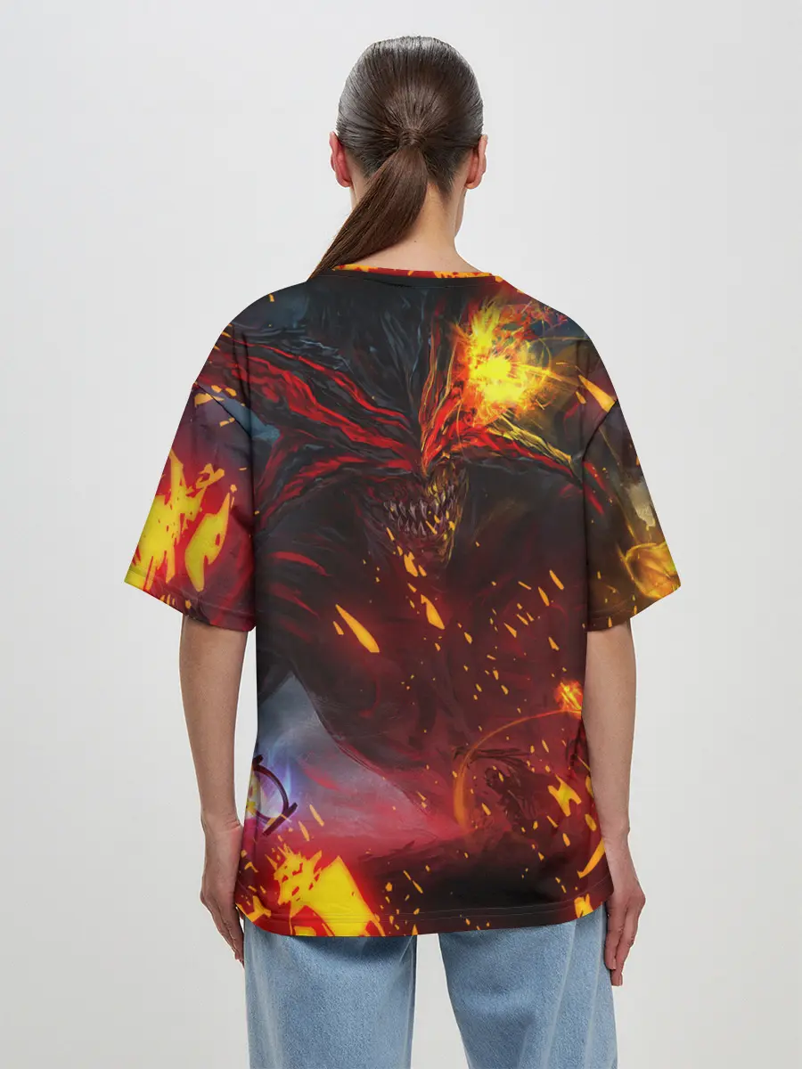 Женская футболка оверсайз / Path of Exile | Fire Demon