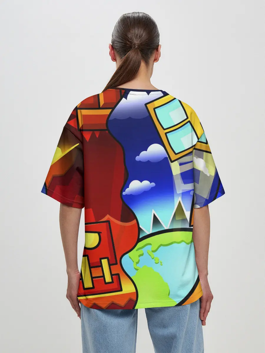 Женская футболка оверсайз / GEOMETRY DASH / ГЕОМЕТРИ ДАШ