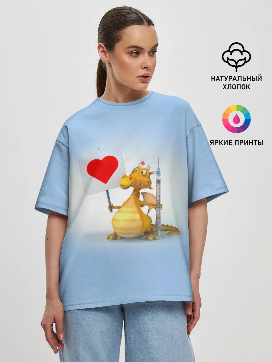 Женская футболка оверсайз / Dragon doc | Доктор драго