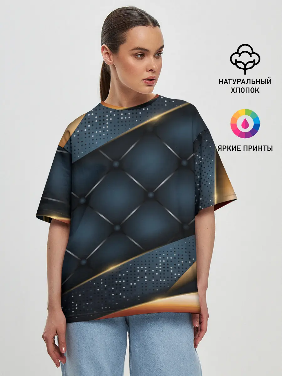 Женская футболка оверсайз / 3D VIP GOLD CORNERS