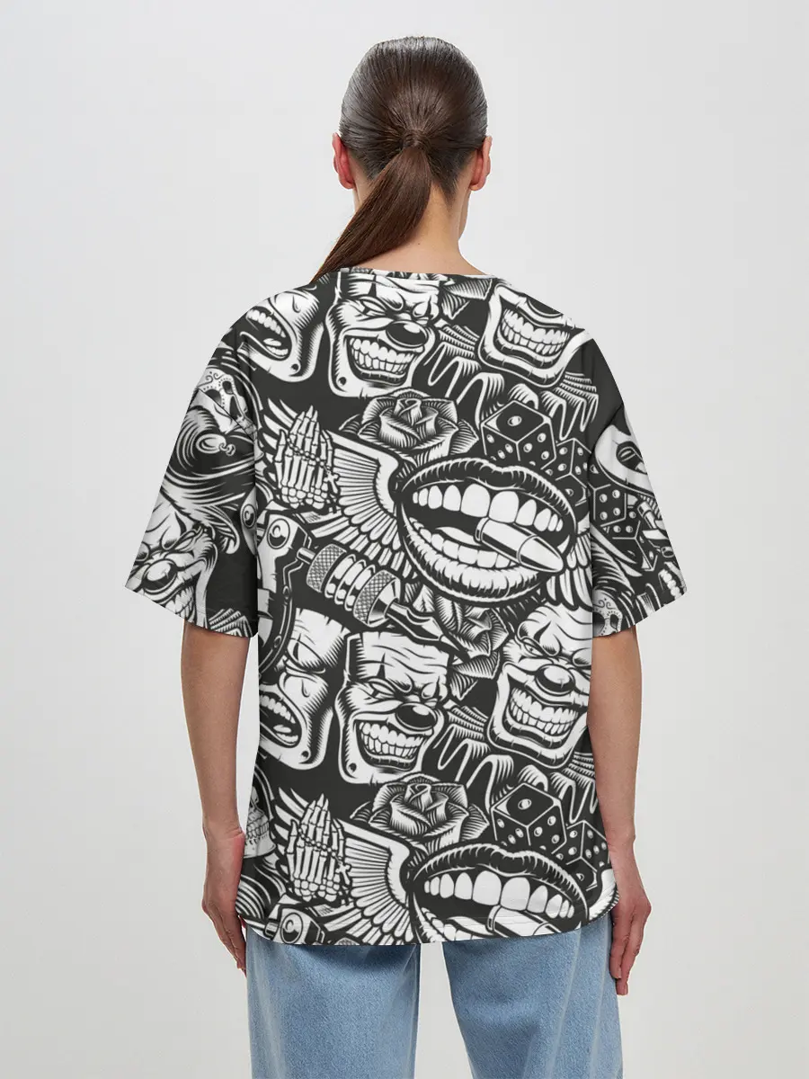 Женская футболка оверсайз / Тату ретро