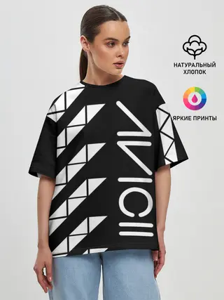 Женская футболка оверсайз / AVICII ГЕОМЕТРИЯ