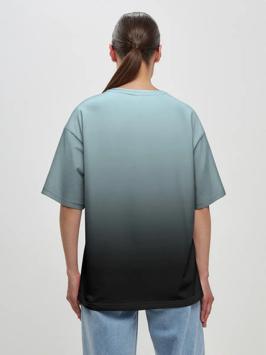 Женская футболка оверсайз / Black and Blue gradient