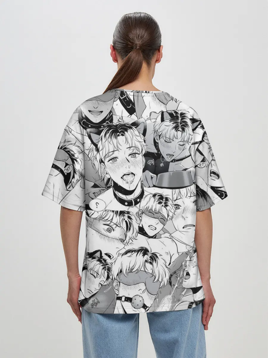 Женская футболка оверсайз / Ахегао/Ahegao парни О Чан У