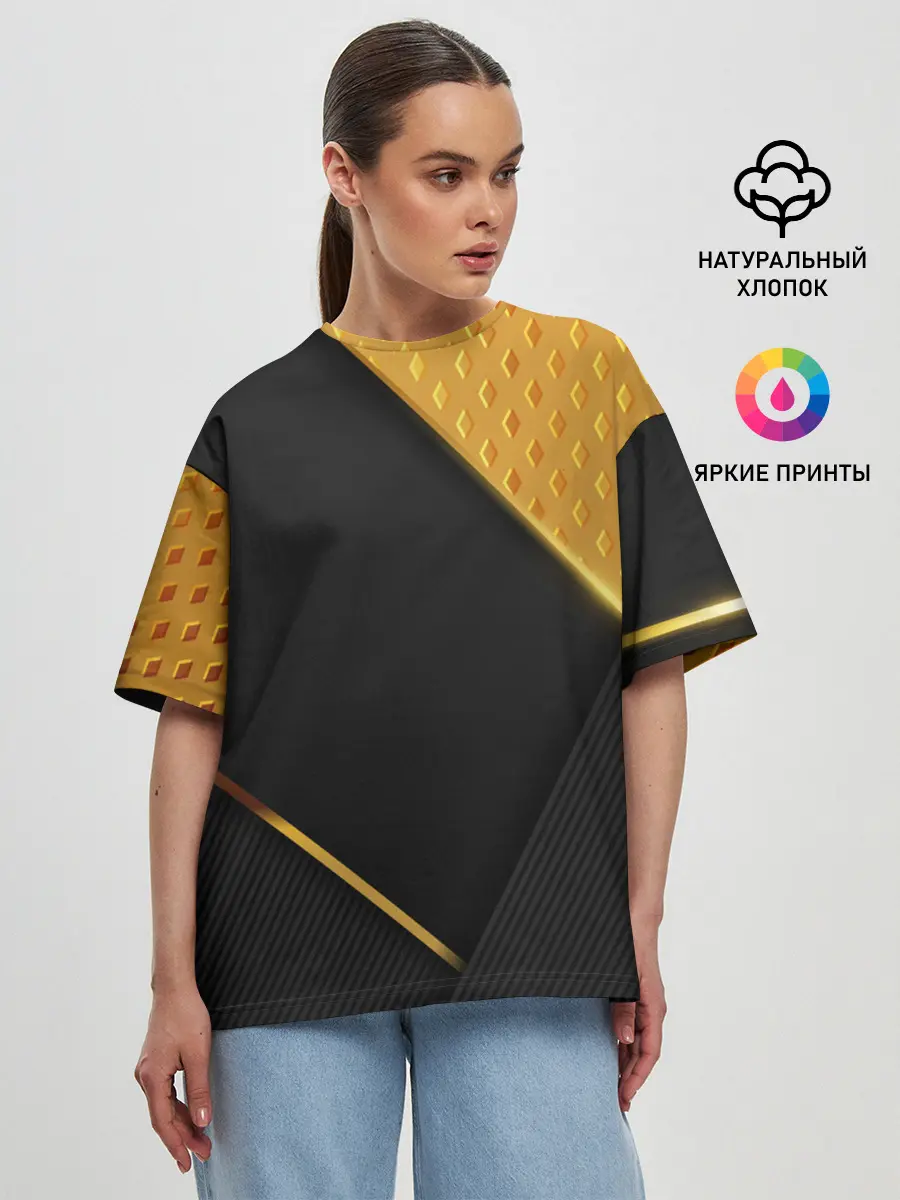 Женская футболка оверсайз / 3D BLACK & GOLD