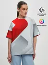 Женская футболка оверсайз / 3D SPORT STYLE RED / WHITE