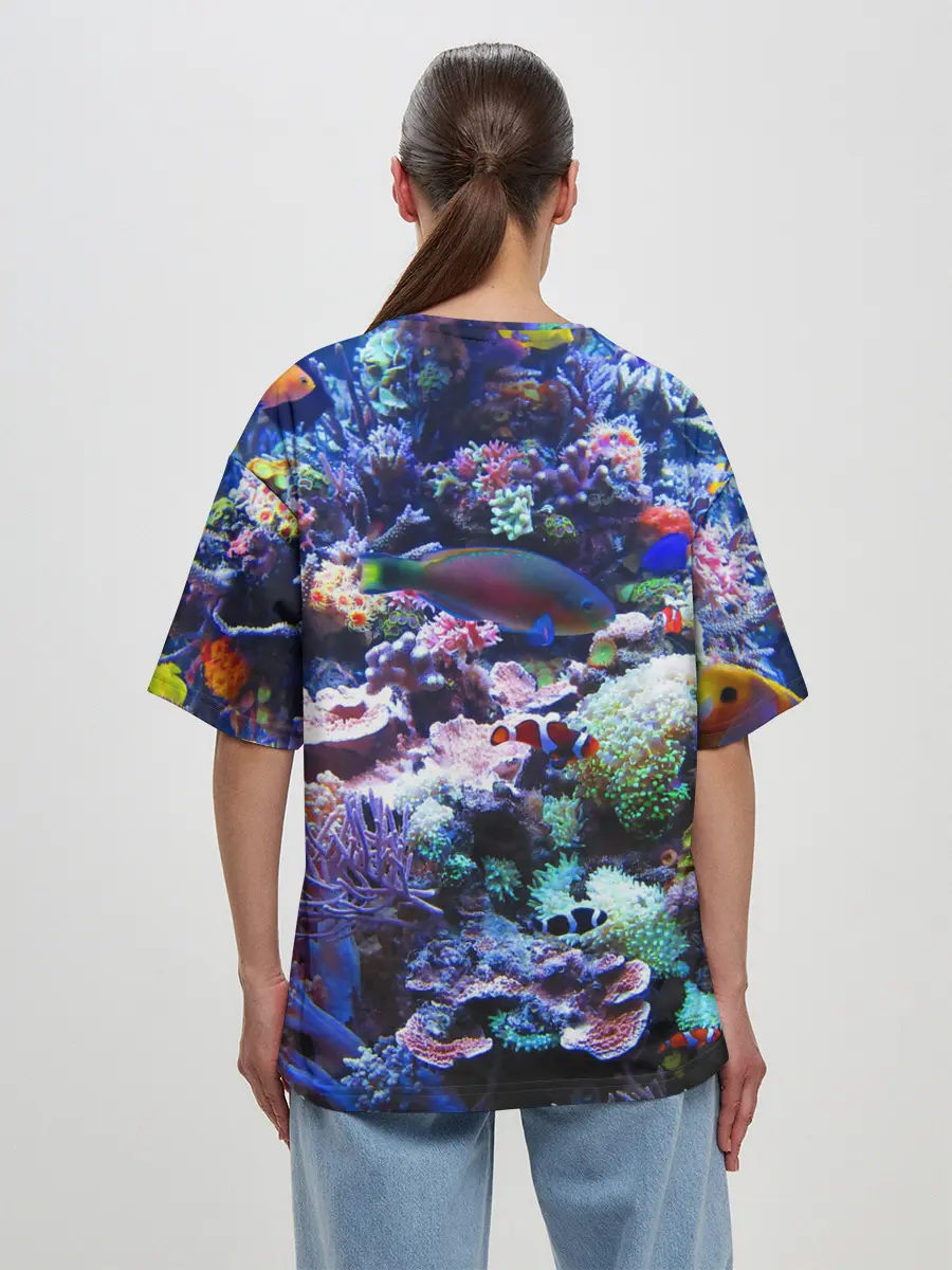 Женская футболка оверсайз / Коралловые рыбки