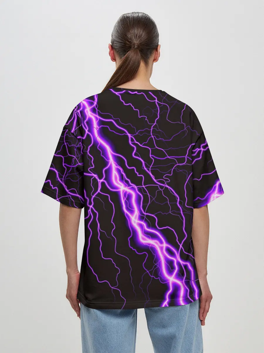 Женская футболка оверсайз / GENSHIN IMPACT МОЛНИЯ НЕОН