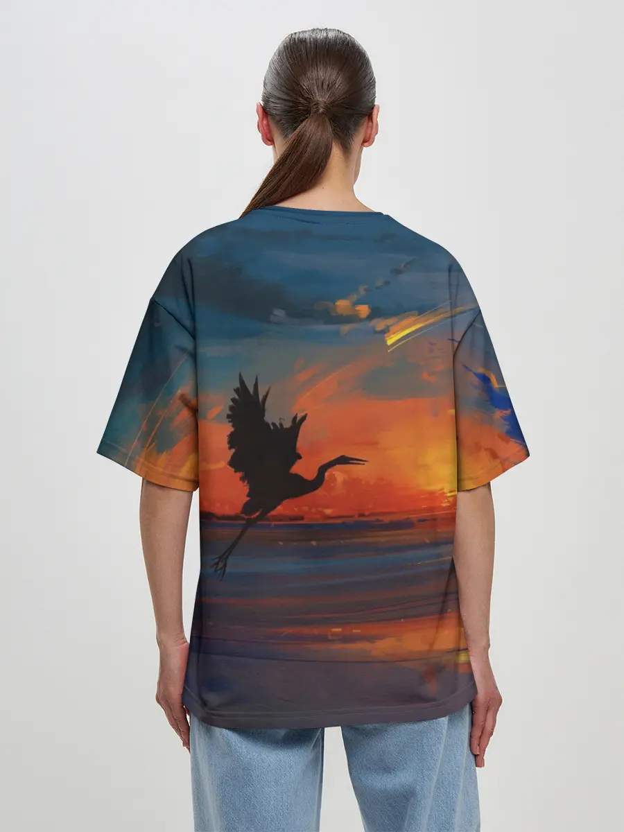 Женская футболка оверсайз / Прибрежный закат
