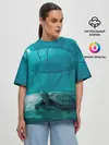 Женская футболка оверсайз / Медуза и черепаха