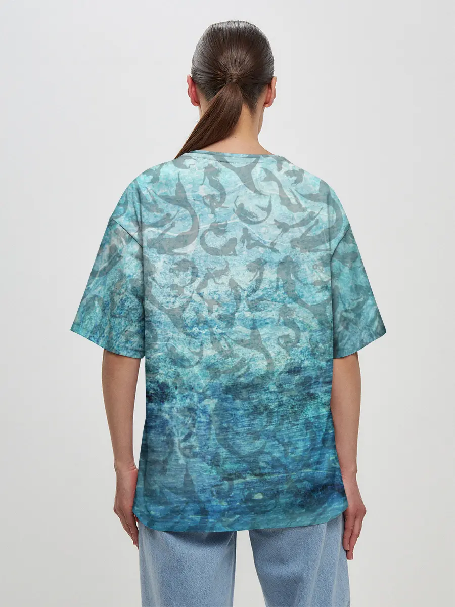 Женская футболка оверсайз / Русалка | Подводный мир