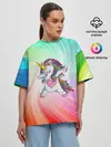Женская футболка оверсайз / Танцующий единорог | Unicorn DAB