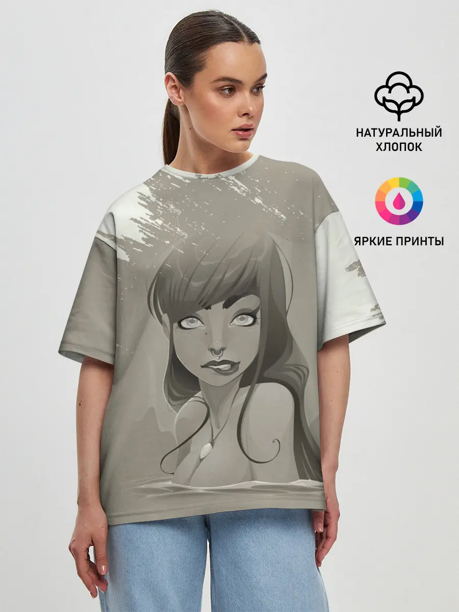 Женская футболка оверсайз / Красивая русалка | Beautiful mermaid