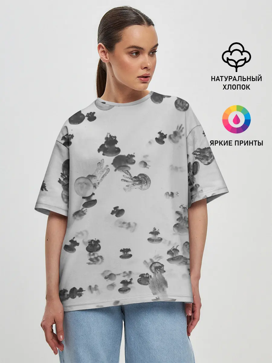 Женская футболка оверсайз / Медузы
